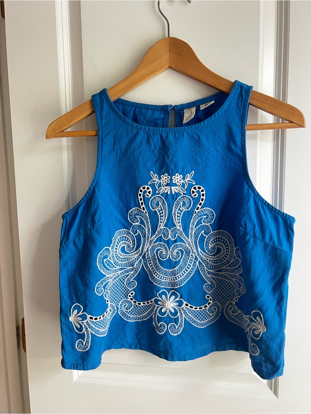 Joie Bright Blue Embroidered Sleeveless Tank Blouse Small